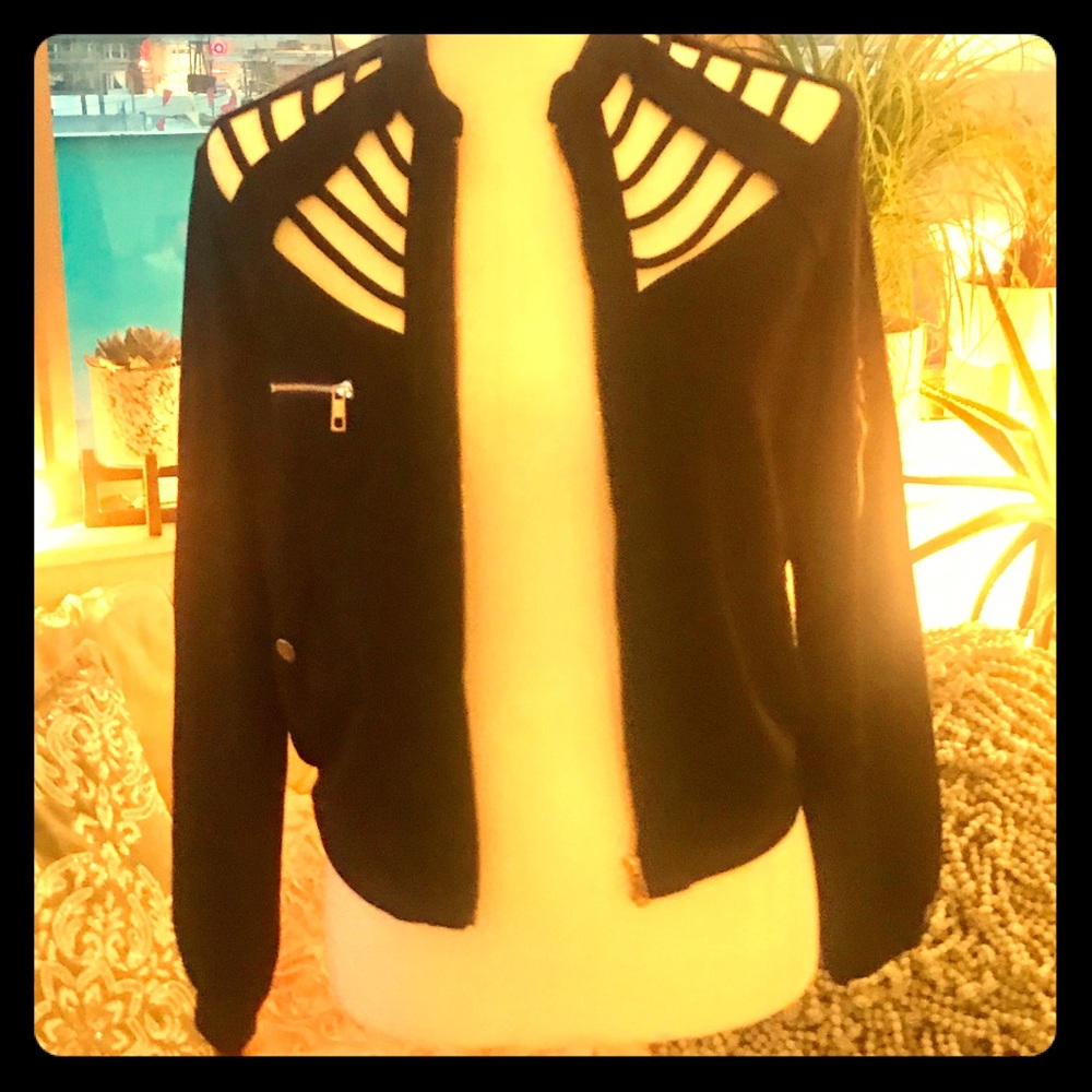 AKIRA cut out Zip Up Jacket